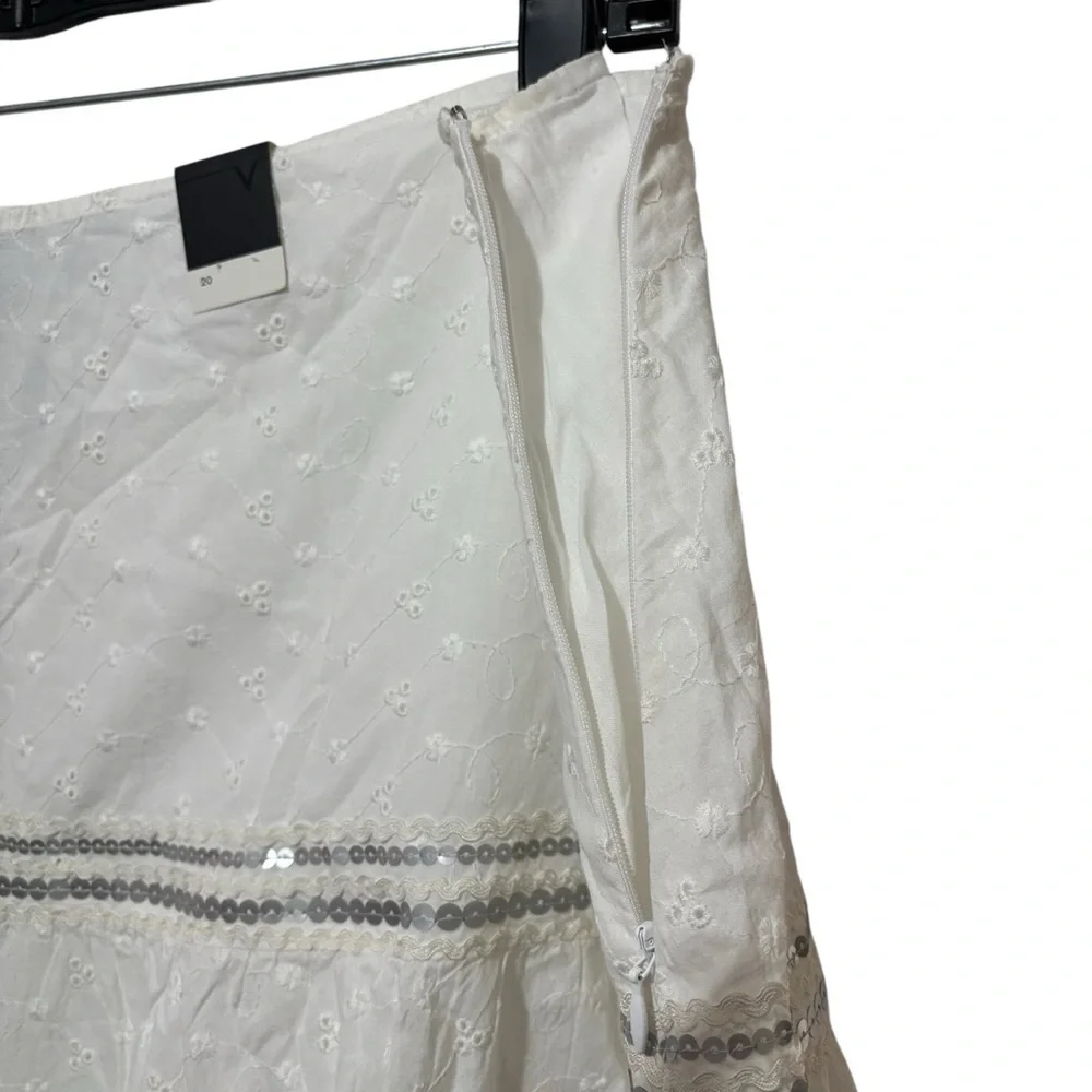 NWT Venezia Embroidered Sequin Skirt Size 20 Lined Eyelet Cottagecore Prairie